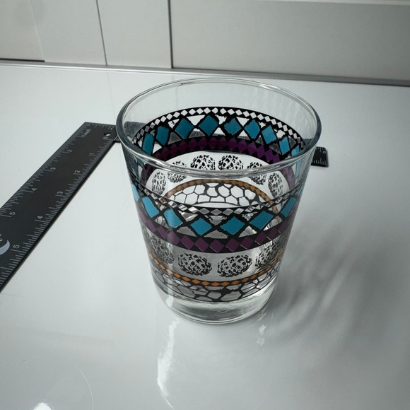 Vibrant Geometric Pattern Glass Tumbler Drinkware Home Barware Ikea Lowball - Picture 2 of 7